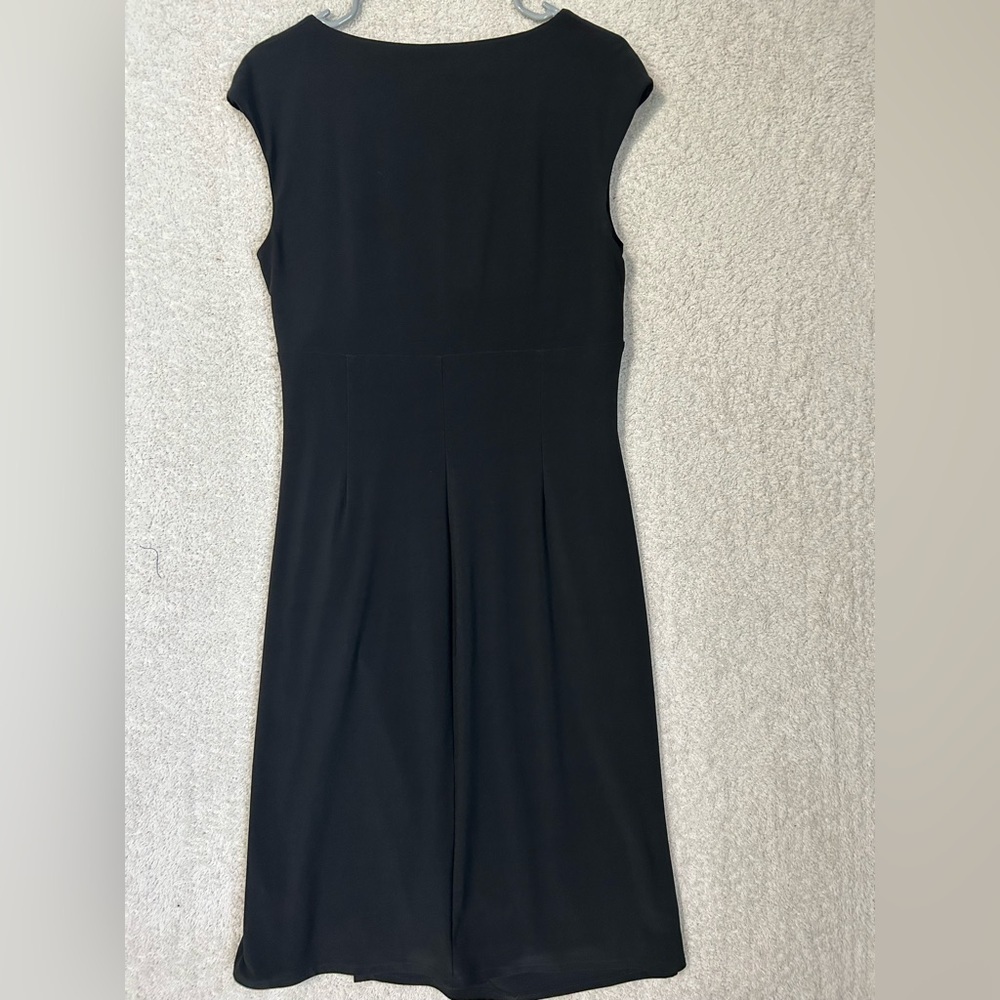Lauren Ralph Lauren Black Ruched Sheath Midi Dress LBD - Picture 2 of 12
